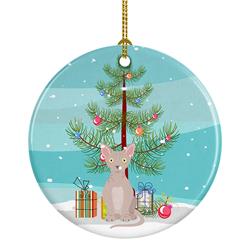 2.8 x 2.8 in. Unisex Minskin Cat Merry Christmas Ceramic Ornament