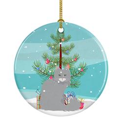 2.8 x 2.8 in. Unisex Norwegian Forest Cat Merry Christmas Ceramic Ornament
