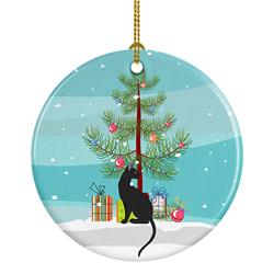 2.8 x 2.8 in. Unisex Pantherette Cat Merry Christmas Ceramic Ornament