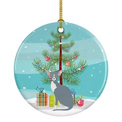 2.8 x 2.8 in. Unisex Peterbald Cat Merry Christmas Ceramic Ornament