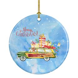 2.8 x 2.8 in. Unisex Merry Christmas Vizsla Ceramic Ornament