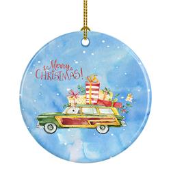 2.8 x 2.8 in. Unisex Merry Christmas Fox Terrier Ceramic Ornament
