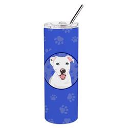 Picture of Carolines Treasures WDK1154TBL20 8.25 x 3 in. Unisex Pit Bull White No.1 Stainless Steel 20 oz Skinny Tumbler, Blue