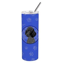 Picture of Carolines Treasures WDK1157TBL20 8.25 x 3 in. Unisex Poodle Standard Black Stainless Steel 20 oz Skinny Tumbler, Blue