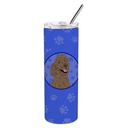 Picture of Carolines Treasures WDK1158TBL20 8.25 x 3 in. Unisex Poodle Standard Brown Stainless Steel 20 oz Skinny Tumbler, Blue
