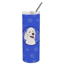 Picture of Carolines Treasures WDK1162TBL20 8.25 x 3 in. Unisex Poodle Standard White Stainless Steel 20 oz Skinny Tumbler, Blue