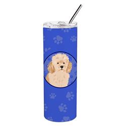 Picture of Carolines Treasures WDK1164TBL20 8.25 x 3 in. Unisex Poodle Toy Apricot No.2 Stainless Steel 20 oz Skinny Tumbler, Blue