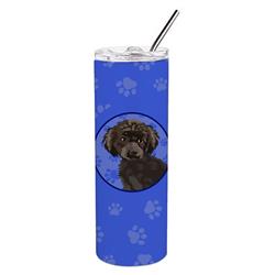 Picture of Carolines Treasures WDK1165TBL20 8.25 x 3 in. Unisex Poodle Toy Brown Stainless Steel 20 oz Skinny Tumbler, Blue