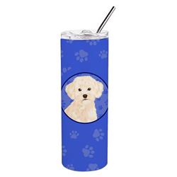 Picture of Carolines Treasures WDK1166TBL20 8.25 x 3 in. Unisex Poodle Toy Cream Stainless Steel 20 oz Skinny Tumbler, Blue