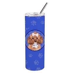 Picture of Carolines Treasures WDK1168TBL20 8.25 x 3 in. Unisex Poodle Toy Red Stainless Steel 20 oz Skinny Tumbler, Blue