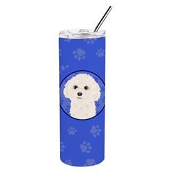 Picture of Carolines Treasures WDK1169TBL20 8.25 x 3 in. Unisex Poodle Toy White Stainless Steel 20 oz Skinny Tumbler, Blue