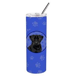 Picture of Carolines Treasures WDK1171TBL20 8.25 x 3 in. Unisex Pug Black No.2 Stainless Steel 20 oz Skinny Tumbler, Blue