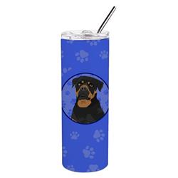 Picture of Carolines Treasures WDK1176TBL20 8.25 x 3 in. Unisex Rottweiler Black & Mahogany Stainless Steel 20 oz Skinny Tumbler, Blue