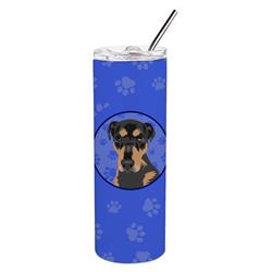 Picture of Carolines Treasures WDK1179TBL20 8.25 x 3 in. Unisex Rottweiler Black & Tan No.2 Stainless Steel 20 oz Skinny Tumbler, Blue