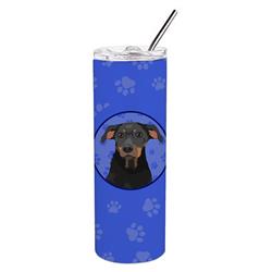Picture of Carolines Treasures WDK1182TBL20 8.25 x 3 in. Unisex Rottweiler Black & Tan No.5 Stainless Steel 20 oz Skinny Tumbler, Blue