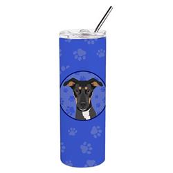 Picture of Carolines Treasures WDK1183TBL20 8.25 x 3 in. Unisex Rottweiler Black & Tan No.6 Stainless Steel 20 oz Skinny Tumbler, Blue