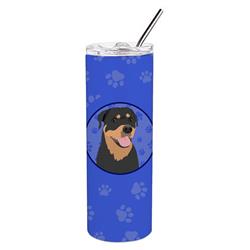 Picture of Carolines Treasures WDK1184TBL20 8.25 x 3 in. Unisex Rottweiler Black & Tan No.7 Stainless Steel 20 oz Skinny Tumbler, Blue