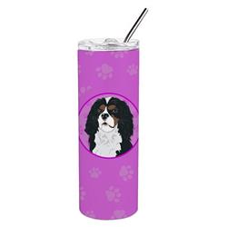 Picture of Carolines Treasures WDK1344TBL20 8.25 x 3 in. Unisex Cavalier King Charles Spaniel Tricolor No.1 Stainless Steel 20 oz Skinny Tumbler, Pink