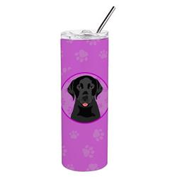 Picture of Carolines Treasures WDK1348TBL20 8.25 x 3 in. Unisex Labrador Retriever Black No.3 Stainless Steel 20 oz Skinny Tumbler, Pink