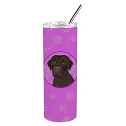 Picture of Carolines Treasures WDK1349TBL20 8.25 x 3 in. Unisex Labrador Retriever Chocolate No.1 Stainless Steel 20 oz Skinny Tumbler, Pink