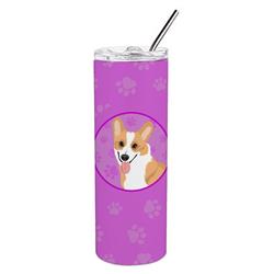 Picture of Carolines Treasures WDK1357TBL20 8.25 x 3 in. Unisex Pembroke Corgi Red & White Stainless Steel 20 oz Skinny Tumbler, Pink