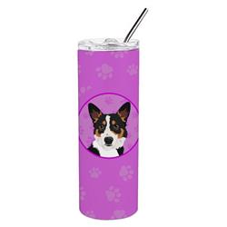Picture of Carolines Treasures WDK1359TBL20 8.25 x 3 in. Unisex Pembroke Welsh Corgi Tricolor Black-Headed No.1 Stainless Steel 20 oz Skinny Tumbler, Pink