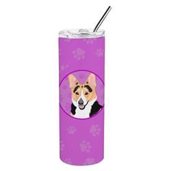 Picture of Carolines Treasures WDK1361TBL20 8.25 x 3 in. Unisex Pembroke Welsh Corgi Tricolor Red-Headed Stainless Steel 20 oz Skinny Tumbler, Pink