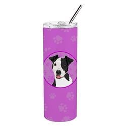 Picture of Carolines Treasures WDK1363TBL20 8.25 x 3 in. Unisex Pit Bull Black No.2 Stainless Steel 20 oz Skinny Tumbler, Pink