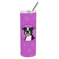 Picture of Carolines Treasures WDK1364TBL20 8.25 x 3 in. Unisex Pit Bull Black No.3 Stainless Steel 20 oz Skinny Tumbler, Pink