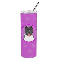 Picture of Carolines Treasures WDK1371TBL20 8.25 x 3 in. Unisex Pit Bull Blue No.7 Stainless Steel 20 oz Skinny Tumbler, Pink