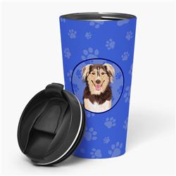 Picture of Carolines Treasures WDK1012TBL215 7.25 x 3.5 in. Unisex Australian Shepherd Red Tricolor No.3 Stainless Steel 16 oz Tumbler, Blue