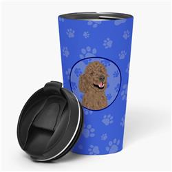 Picture of Carolines Treasures WDK1158TBL215 7.25 x 3.5 in. Unisex Poodle Standard Brown Stainless Steel 16 oz Tumbler, Blue