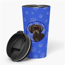 Picture of Carolines Treasures WDK1165TBL215 7.25 x 3.5 in. Unisex Poodle Toy Brown Stainless Steel 16 oz Tumbler, Blue