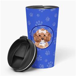 Picture of Carolines Treasures WDK1168TBL215 7.25 x 3.5 in. Unisex Poodle Toy Red Stainless Steel 16 oz Tumbler, Blue