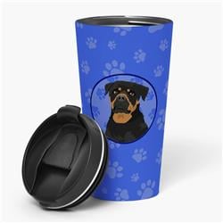Picture of Carolines Treasures WDK1176TBL215 7.25 x 3.5 in. Unisex Rottweiler Black & Mahogany Stainless Steel 16 oz Tumbler, Blue