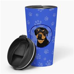 Picture of Carolines Treasures WDK1177TBL215 7.25 x 3.5 in. Unisex Rottweiler Black & Rust Stainless Steel 16 oz Tumbler, Blue