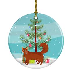 2.8 x 2.8 in. Unisex Somali Cat Merry Christmas Ceramic Ornament