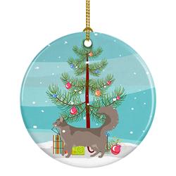 2.8 x 2.8 in. Unisex Somali No.2 Cat Merry Christmas Ceramic Ornament