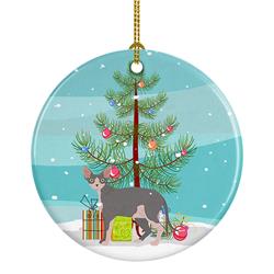 2.8 x 2.8 in. Unisex Sphynx No.2 Cat Merry Christmas Ceramic Ornament
