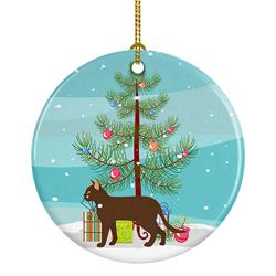 2.8 x 2.8 in. Unisex Suphalak Cat Merry Christmas Ceramic Ornament