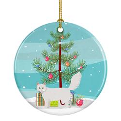 2.8 x 2.8 in. Unisex Turkish Angora Cat Merry Christmas Ceramic Ornament