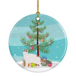 2.8 x 2.8 in. Unisex Turkish Van No.2 Cat Merry Christmas Ceramic Ornament