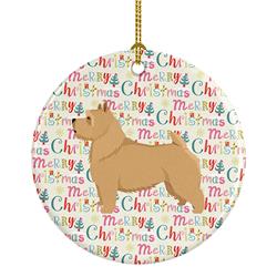 2.8 x 2.8 in. Unisex Norwich Terrier Merry Christmas Ceramic Ornament, Multi Color