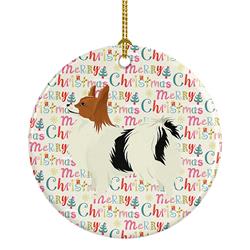 2.8 x 2.8 in. Unisex Papillon Merry Christmas Ceramic Ornament, Multi Color