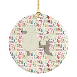 2.8 x 2.8 in. Unisex Poodle Merry Christmas Ceramic Ornament, Multi Color