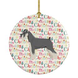 2.8 x 2.8 in. Unisex Schnauzer Merry Christmas Ceramic Ornament, Multi Color