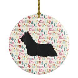 2.8 x 2.8 in. Unisex Skye Terrier Merry Christmas Ceramic Ornament, Multi Color