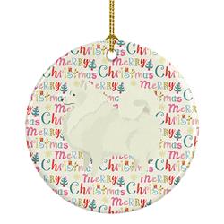 2.8 x 2.8 in. Unisex Spitz Merry Christmas Ceramic Ornament, Multi Color