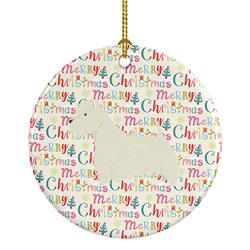 2.8 x 2.8 in. Unisex Westie Merry Christmas Ceramic Ornament, Multi Color
