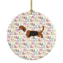 2.8 x 2.8 in. Unisex American Foxhound Merry Christmas Ceramic Ornament, Multi Color